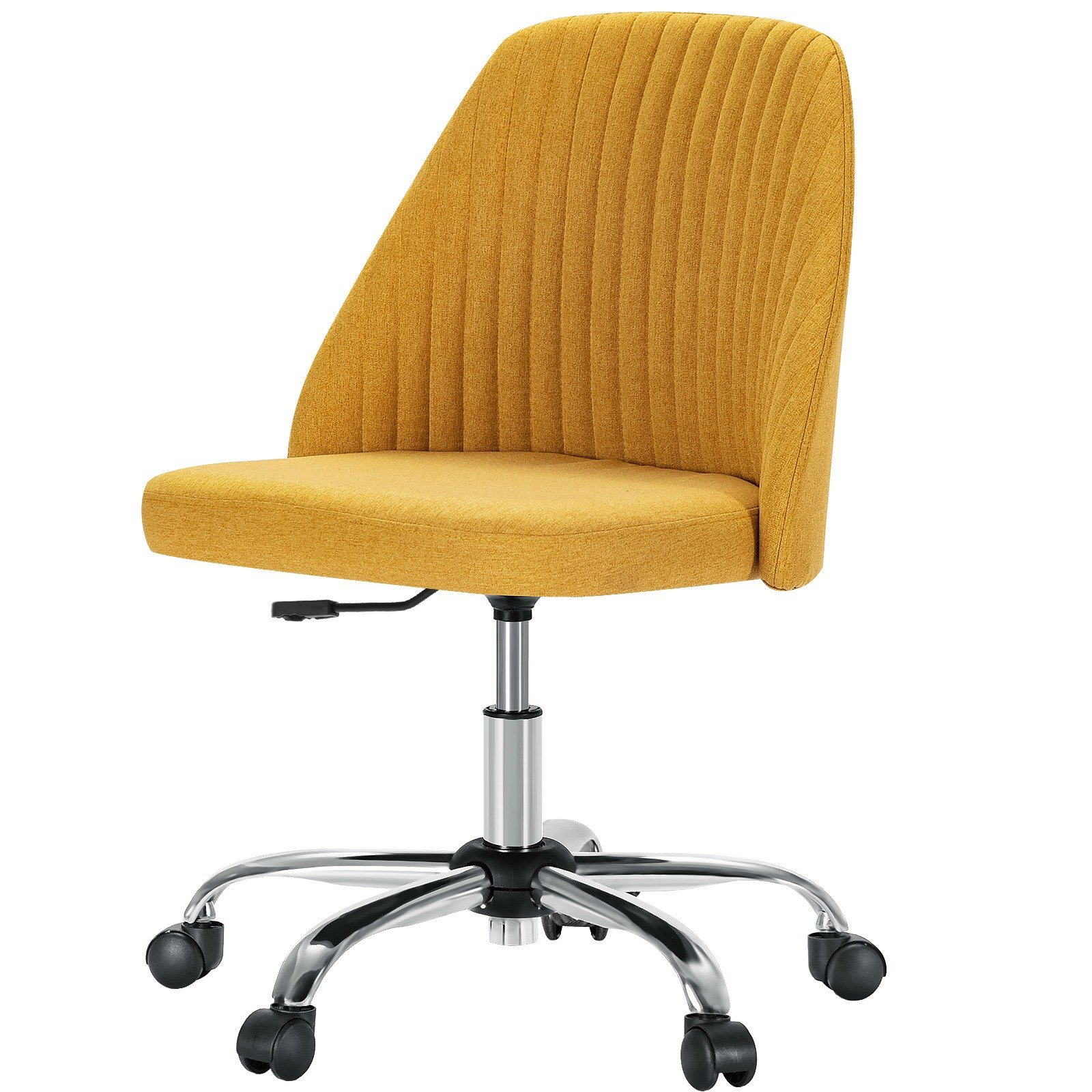 Modern Fabric Armless Adjustable Swivel Office Desk Chairs With Wheels | Urbanaira