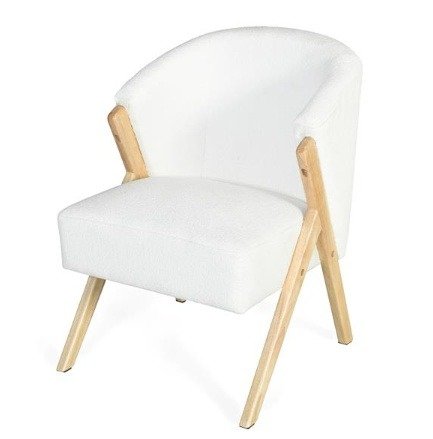 Modern Chair With White Upholstery, Solid Wood Frame, Simple Lounge Chair For Living Room, Bedroom Or Office | Urbanaira