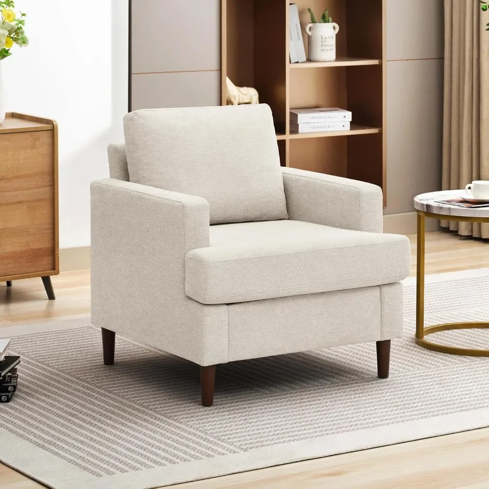 Modern Linen Fabric Armchair for Living Room,Comfy Upholstered Mid-Century Accent Chair | Urbanaira