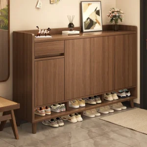 Multi-Function Pine Wood Shoe Cabinet Storage Furnitur Modern Freestanding Entryway Shoe Rack with Home Organization Furniture