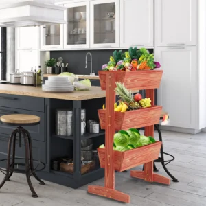 Maximize Harvest Space 4-Tier Wooden Raised Garden Bed Vertical Herb Planter