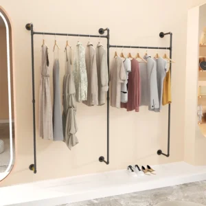 Wall Mounted Clothing Rack Hanging Rod Industrial Pipe